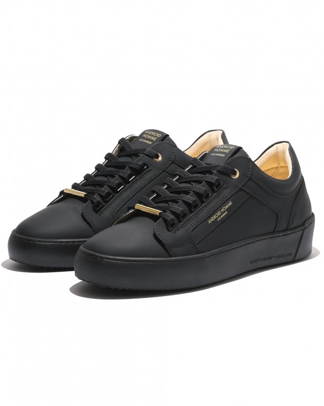 Android Homme Mens Venice Stealth Rubberised Leather Trainers - Black