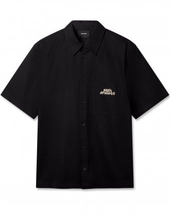Mens Drew Branded Pocket Short Sleeve Shirt - Black