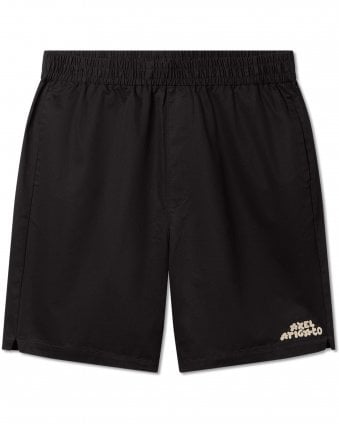 Mens Heath Embroidered Logo Shorts - Black