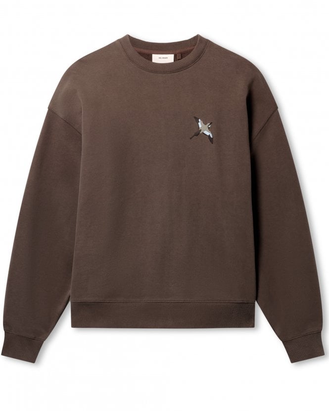 Axel Arigato Mens Micro Bee Bird Overized Fit Sweatshirt - Coffee Brown