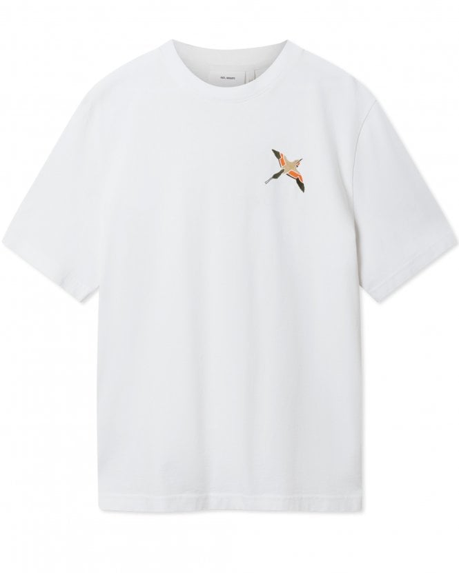 Axel Arigato Mens Micro Bee Bird Regular Fit T-Shirt - White/Orange