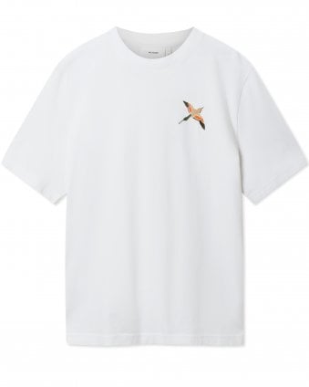 Mens Micro Bee Bird Regular Fit T-Shirt - White/Orange