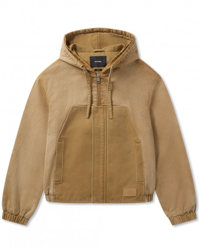 Axel Arigato Mens Pitch Washed Cotton Zip Hooded Jacket - Camel (Beige)