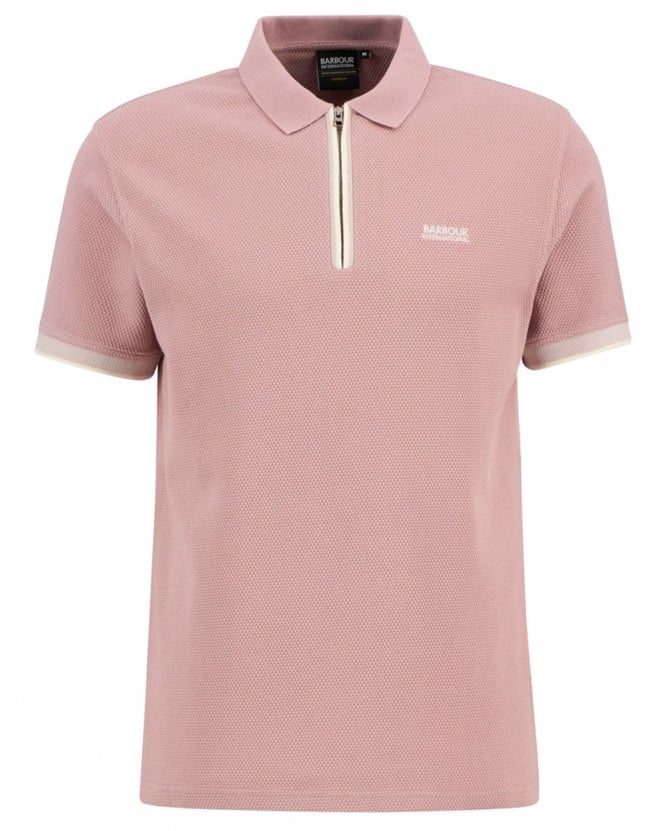 Barbour Mens Swinford Quarter-Zip Polo Shirt - Woodrose (Pink)