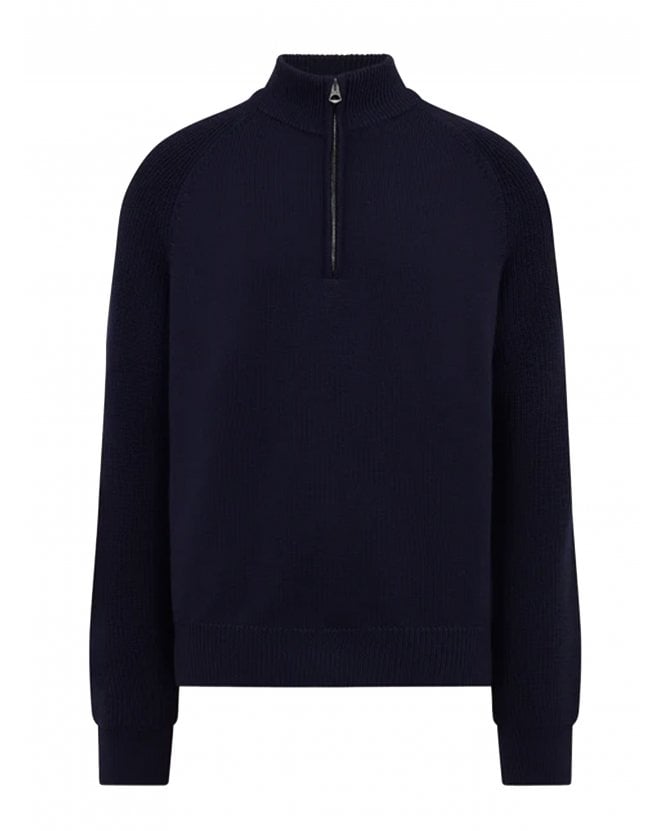 Belstaff Mens Aspect Quarter Zip Jumper Dark Ink Navy