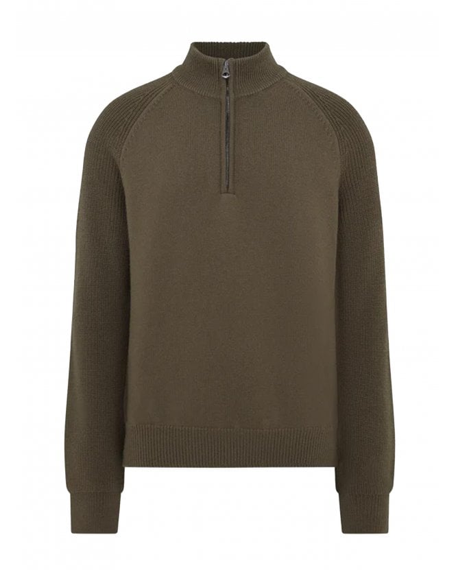 Belstaff Mens Aspect Quarter Zip Jumper Major Brown