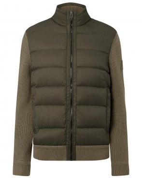 Mens Compound Regular Fit Down Hybrid Zip Jacket - Khaki Green 