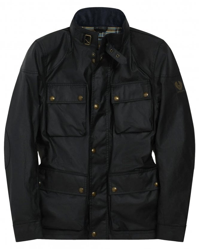 Belstaff Mens Fieldmaster Regular Fit Waxed Cotton Jacket - Dark Navy 
