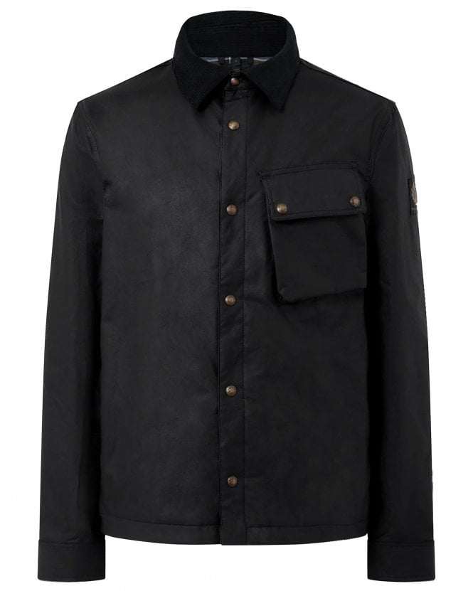 Belstaff Mens Ground Regular Fit Waxed Cotton Jacket - Black