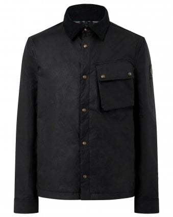 Mens Ground Regular Fit Waxed Cotton Jacket - Black