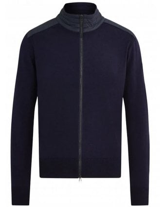 Mens Kelby Zip Cardigan Jumper Washed Navy