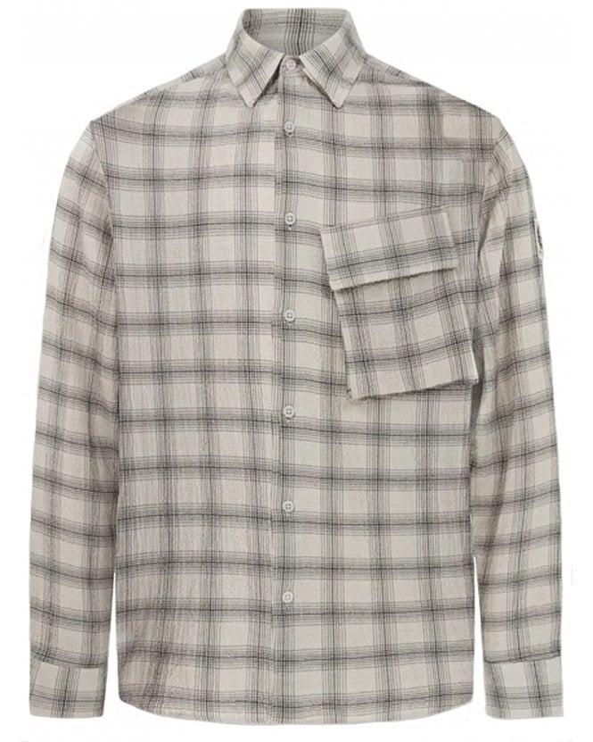Belstaff Mens Linen Scale Check Shirt Black/Stone Beige