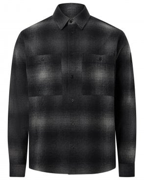 Mens Outpost Regular Fit Brushed Cotton Flannel Shirt - Black