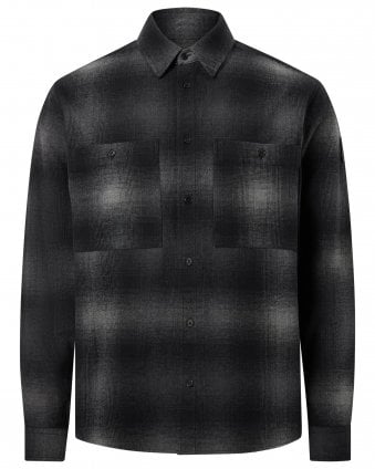 Mens Outpost Regular Fit Brushed Cotton Flannel Shirt - Black