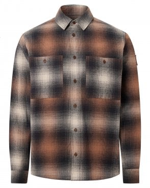 Mens Outpost Regular Fit Brushed Cotton Flannel Shirt - Maple Brown