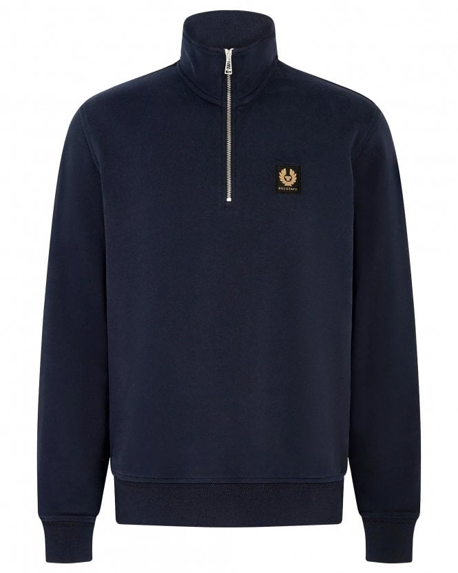 Belstaff Mens Quarter Zip Sweatshirt - Navy Blue (Dark Ink)