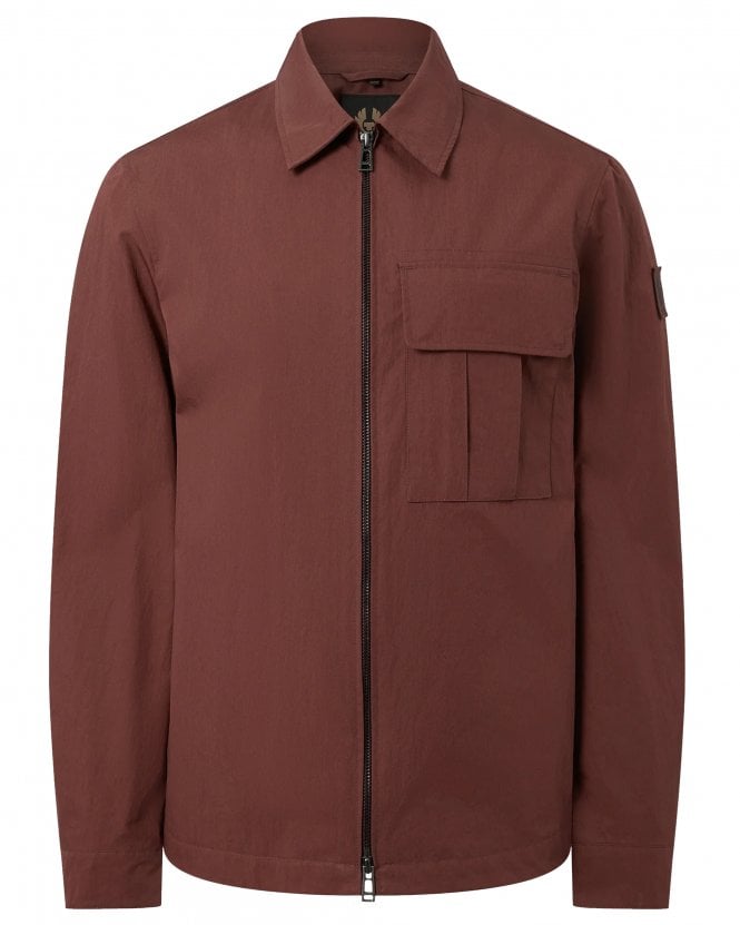 Belstaff Mens Regular Fit Cargo Overshirt - Burgundy Red (Oxblood) 