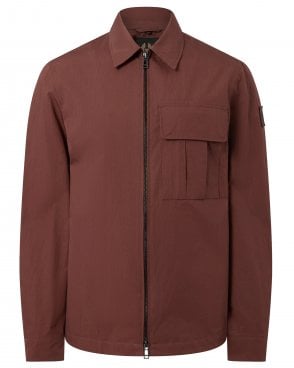 Mens Regular Fit Cargo Overshirt - Burgundy Red (Oxblood) 