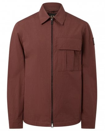 Mens Regular Fit Cargo Overshirt - Burgundy Red (Oxblood) 