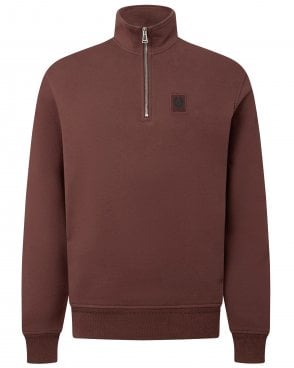 Mens Regular Fit Quarter Zip Sweatshirt - Burgundy Red (Oxblood)
