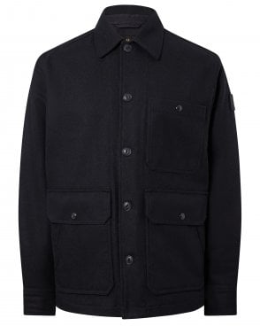 Mens Trail Regular Fit Wool Overshirt - Navy (Dark Ink)