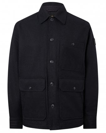Mens Trail Regular Fit Wool Overshirt - Navy (Dark Ink)