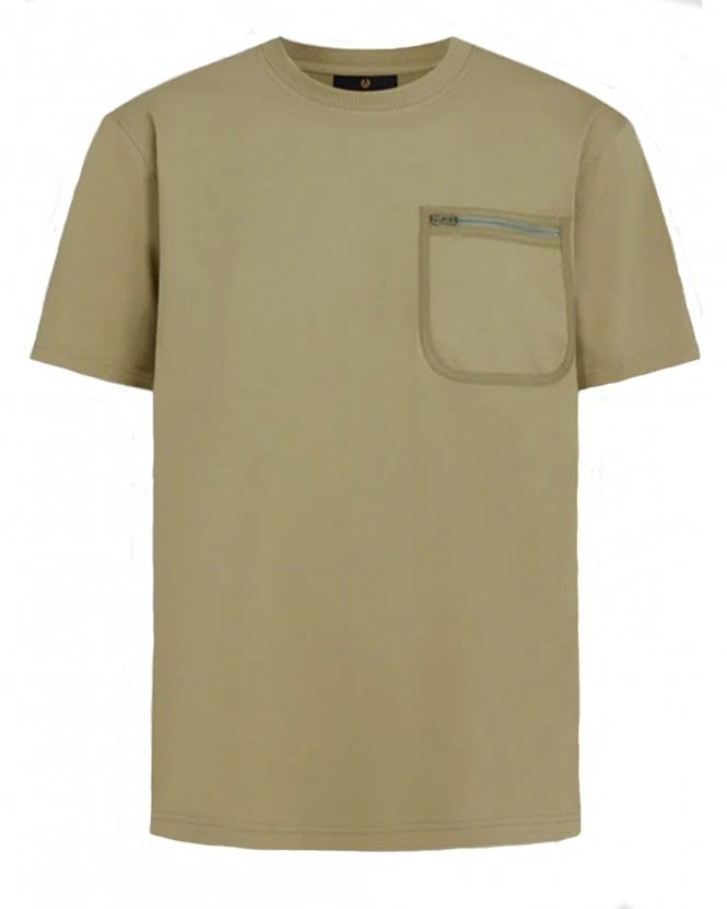 Belstaff Mens Transit Zip Pocket T-Shirt Aloe Green
