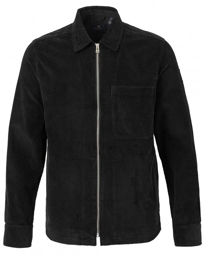 Belstaff Mens Valve Regular Fit Cord Zip Overshirt - Black