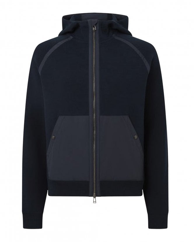 Belstaff Mens View Full Zip Hooded Mixed Sweatshirt - Dark Ink (Navy)