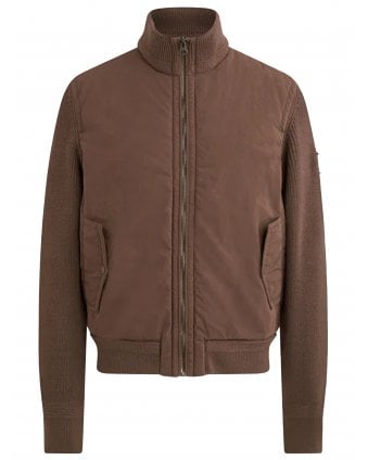 Mens Ward Hybrid Zip Knitted Jacket Clay Brown