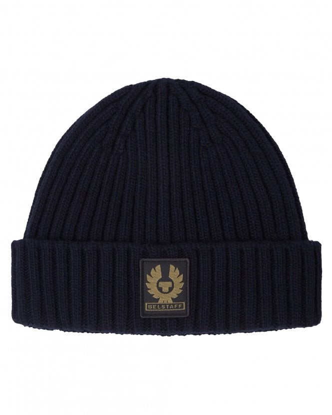 Belstaff Mens Watch Knitted Beanie Hat - Dark Navy Blue 