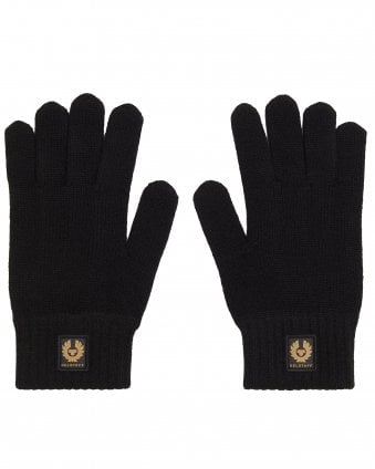 Mens Watch Knitted Gloves - Black