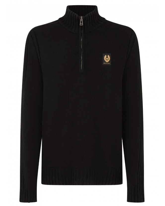 Belstaff Mens Watch Quarter Zip Wool Jumper Black