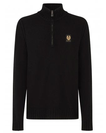 Mens Watch Quarter Zip Wool Jumper Black