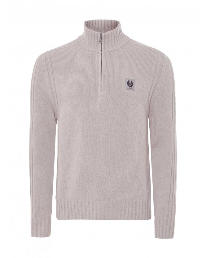 Belstaff Mens Watch Quarter Zip Wool Jumper Cement Grey