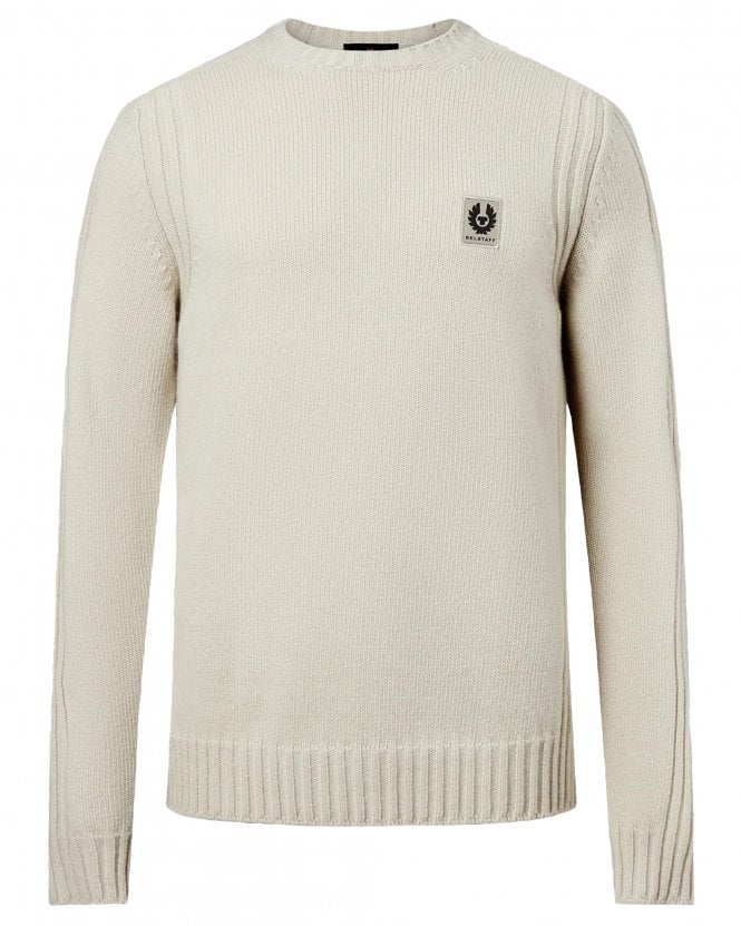 Belstaff Mens Watch Regular Fit Crewneck Jumper - Light Beige (Pale Stone)