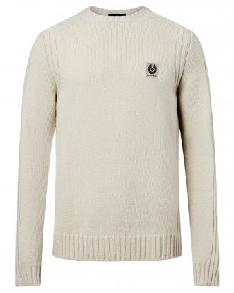 Mens Watch Regular Fit Crewneck Jumper - Light Beige (Pale Stone)