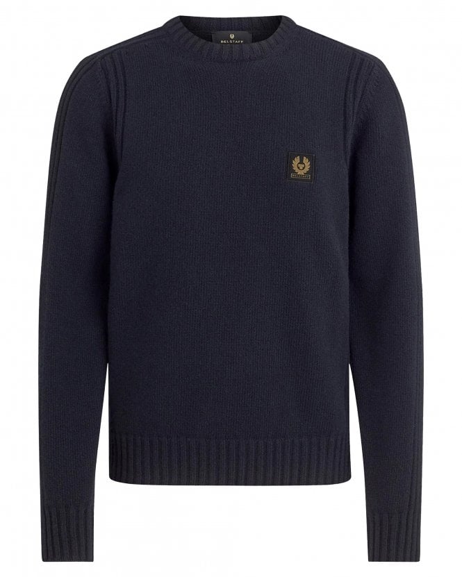 Belstaff Mens Watch Regular Fit Crewneck Jumper - Navy Blue (Dark Ink)