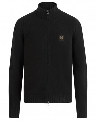 Mens Watch Regular Fit Full-Length Zip Cardigan Jumper - Black 