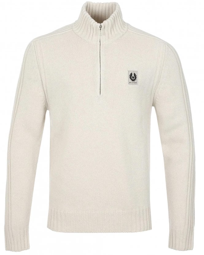 Belstaff Mens Watch Regular Fit Quarter-Zip Jumper - Light Beige (Pale Stone)