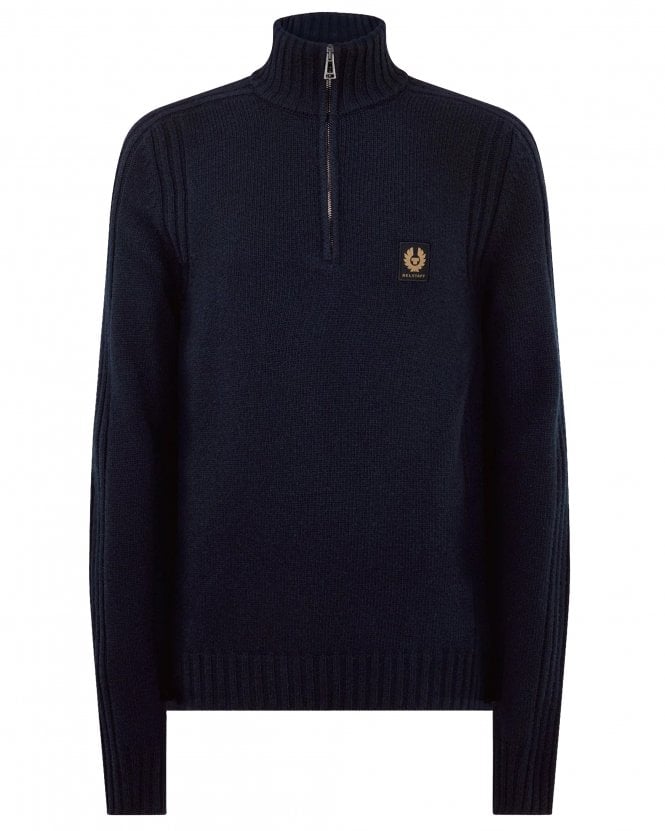 Belstaff Mens Watch Regular Fit Quarter-Zip Jumper - Navy Blue (Dark Ink)