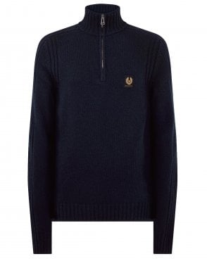 Mens Watch Regular Fit Quarter-Zip Jumper - Navy Blue (Dark Ink)