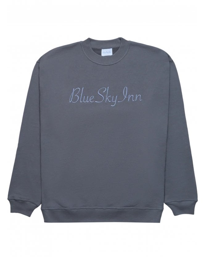 Blue Sky Inn Mens Script Logo Sweatshirt Grey