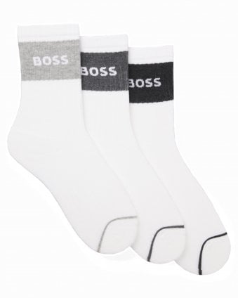 Mens 3P QS Rib Melange CC Three-Pack Short-Length Socks - White