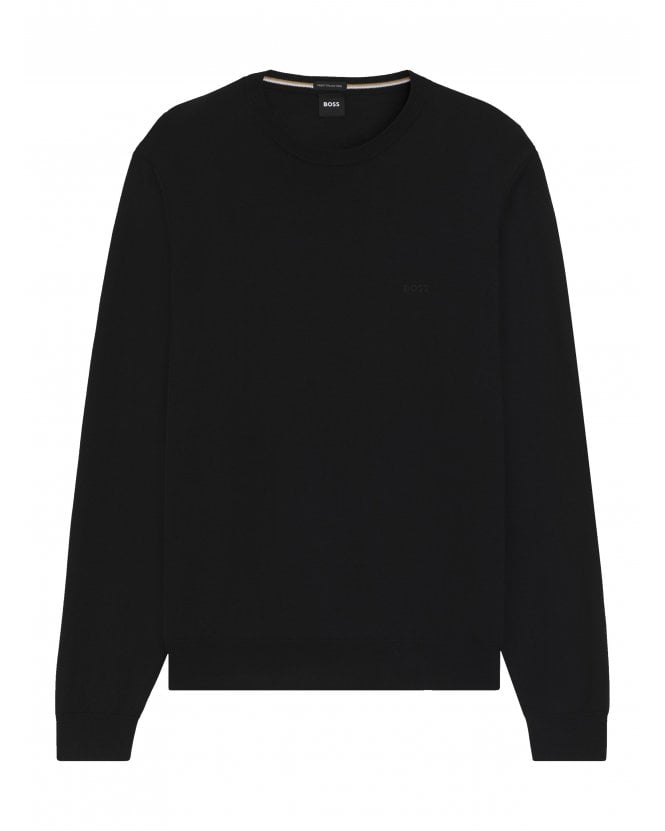 BOSS Botto-L Knit Crew Neck Wool Jumper - Black