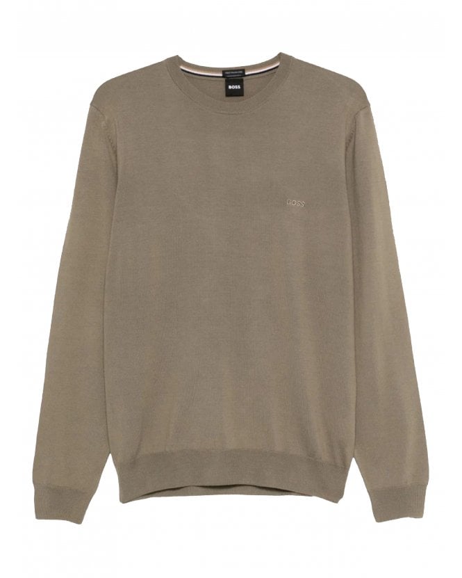 BOSS Botto-L Wool Crew Neck Jumper Light Brown