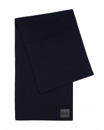 Foxon R Logo Badge Wool Scarf Dark Blue