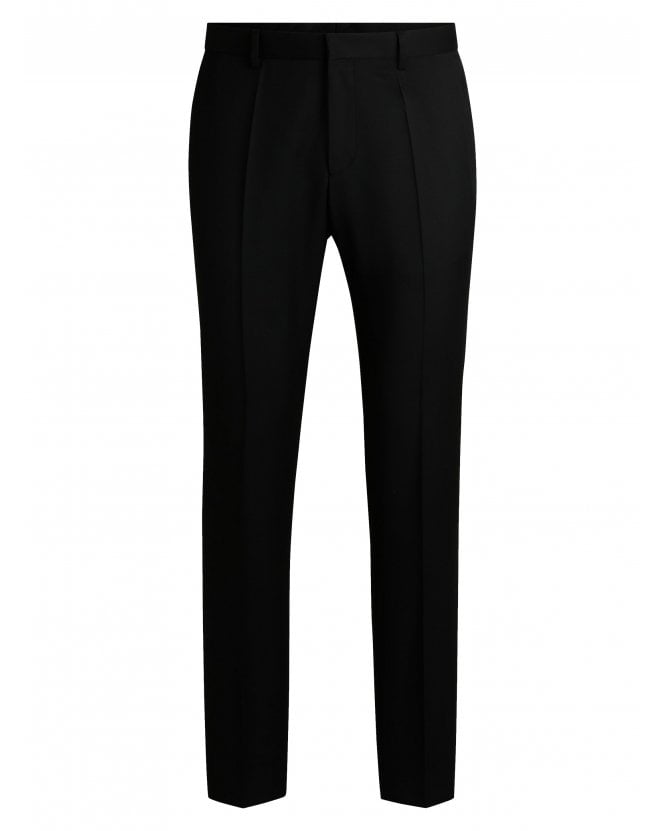 BOSS H-Genius MM 214 Serge Slim Fit Smart Wool Trousers Black