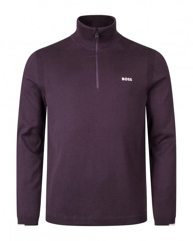 BOSS K EVER X QZ Quarter Zip Sweatshirt Plum Medium Purple