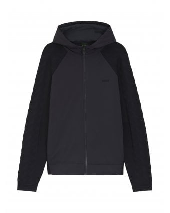 Kn_Mirror Hybrid Zip Tonal Jacquard Hoodie Dark Blue